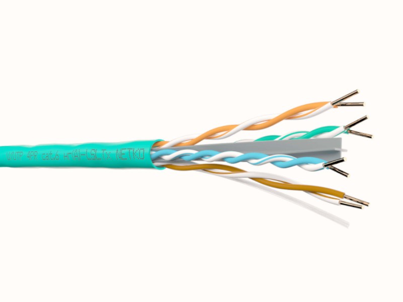 Кабель U/UTP4 cat.6, 4 пары 23 AWG BC, 305м, с крестовиной, нг(А)-LSLTx, зеленый; одножильный, FLUKE TEST, NETKO Expert СКС