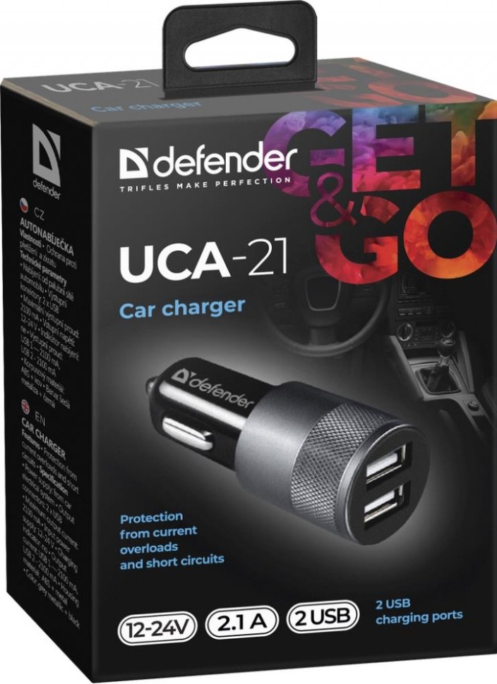 Зарядное устройство для авто 5V 2.1A UCA-21 83821 DEFENDER