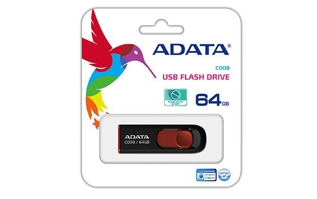Флэш-накопитель USB2 64GB BLACK/RED AC008-64G-RKD ADATA