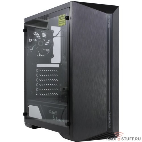 GameMax SHINE MFG.G517 Корпус (ATX, Черн., Зак. стек.,USB3.0, 1*120mm Rainbow вент+контрол..,без БП)