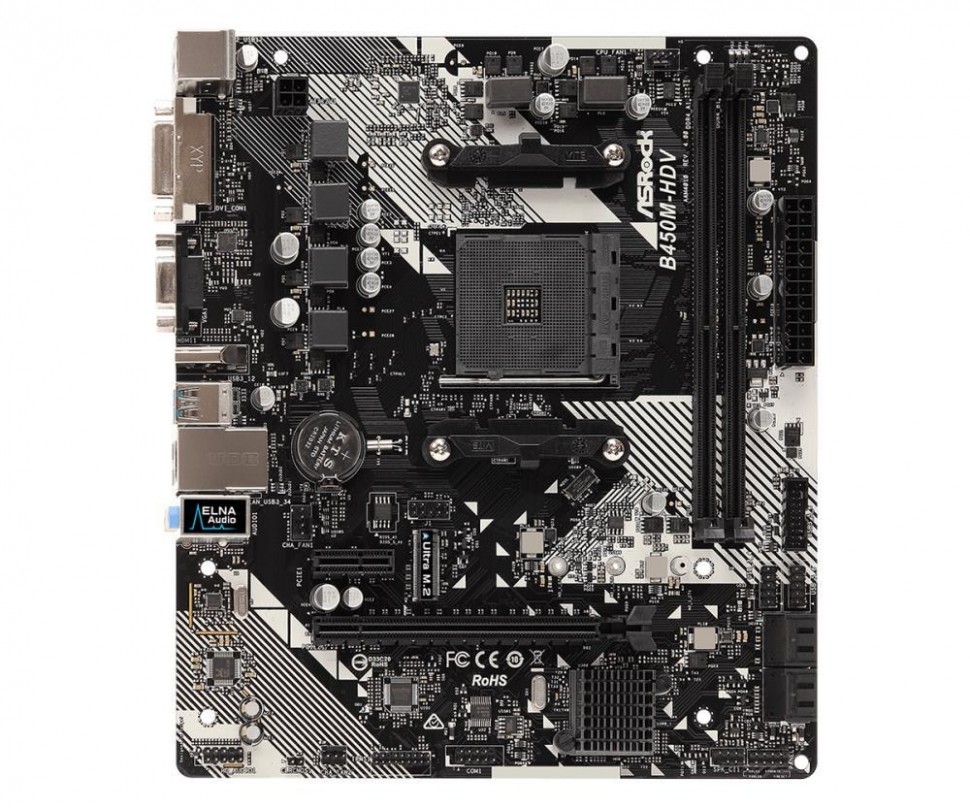 Материнская плата AMD B450 SAM4 MATX B450M-HDV R4.0 ASROCK