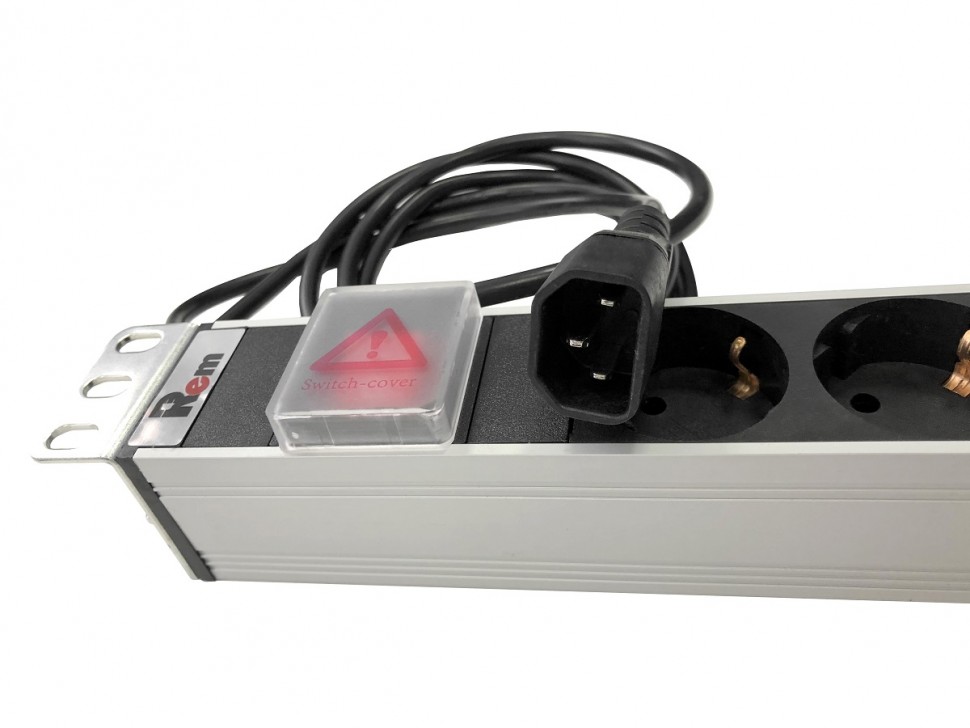 Блок розеток Rem-10 с выкл., 12 IEC 60320 C13, 10 A, алюм., 19", шнур 1.8 м. IEC 60320 C14