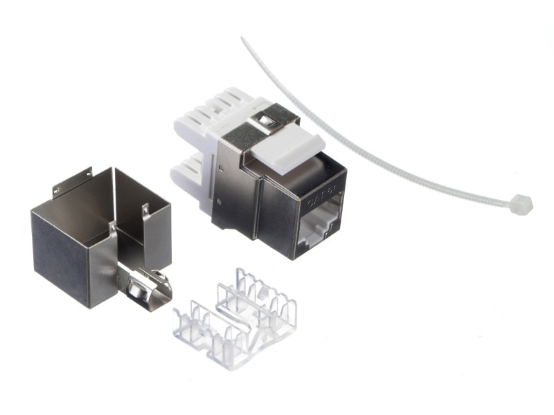Модуль Keystone экранированный, RJ45, cat.5е, 180°, под инструмент, металлик