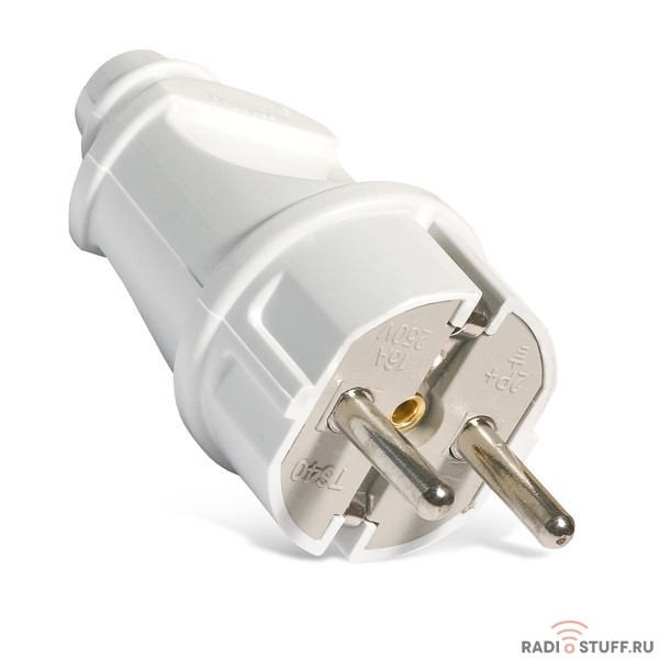 UNIVersal Вилка прямая с заземлением белая 16А 250 В, АБС-пластик (А101)